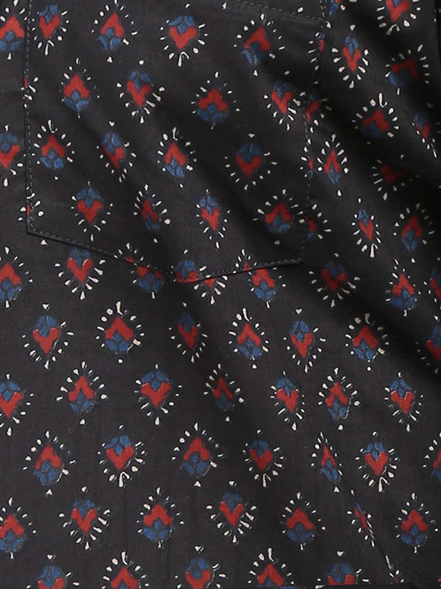 Charcoal Black Jaipur Print Short Kurta