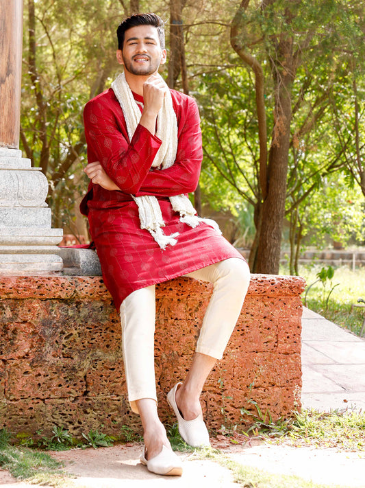 Maroon Long Kurta Designs for Mens