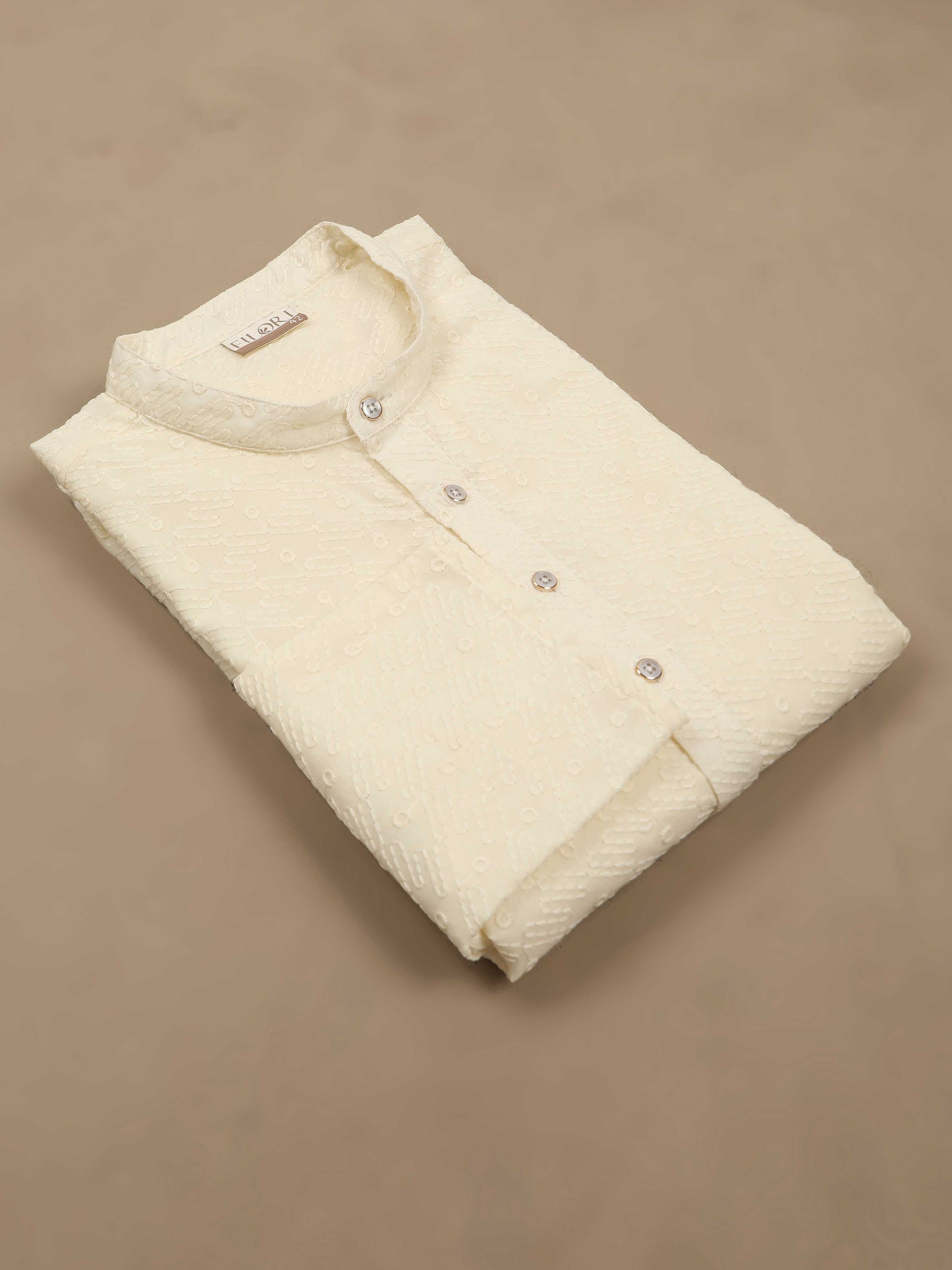 Cream chikankari mens long kurta designs