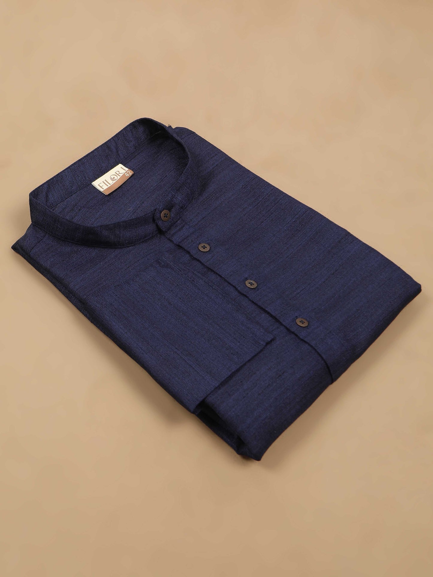 Navy Blue Textured knee length kurta