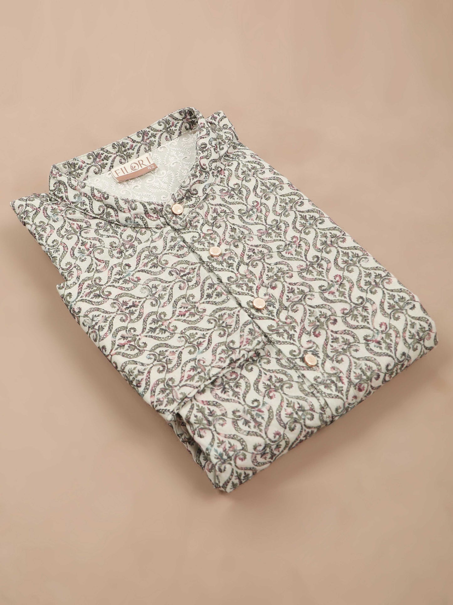 Green Embroidered kurta long for men