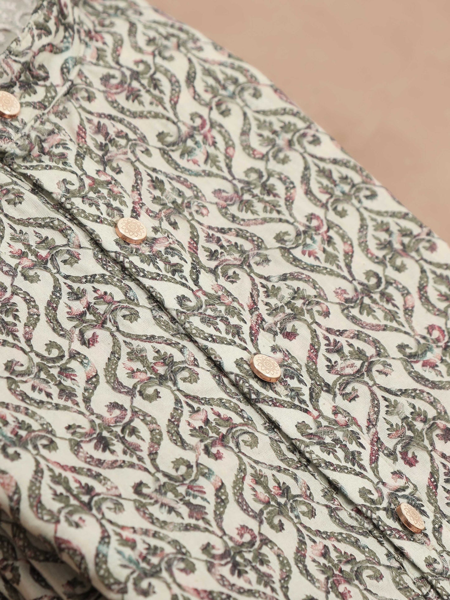 Green Embroidered kurta long for men