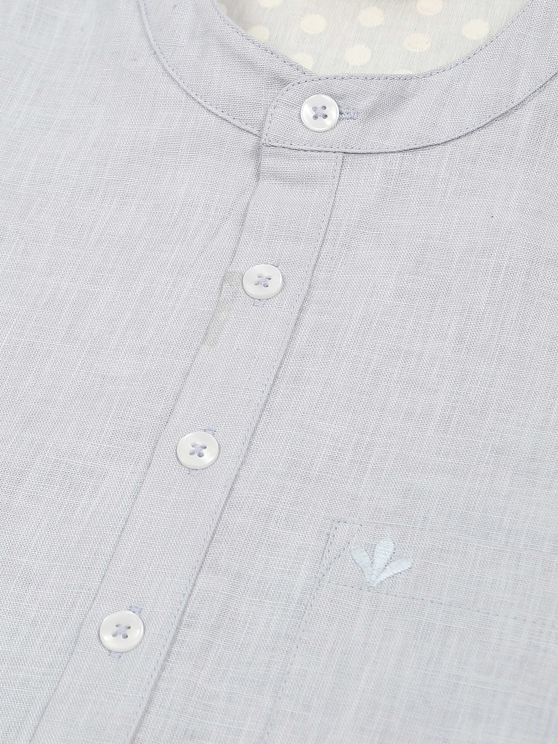 Moon Blue Cotton Short Kurta For Men