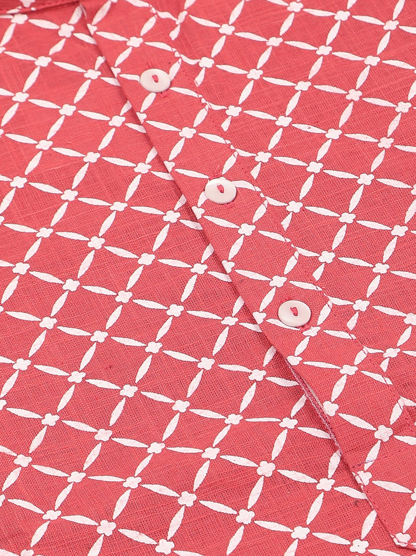 Peach and White short length kurta for man