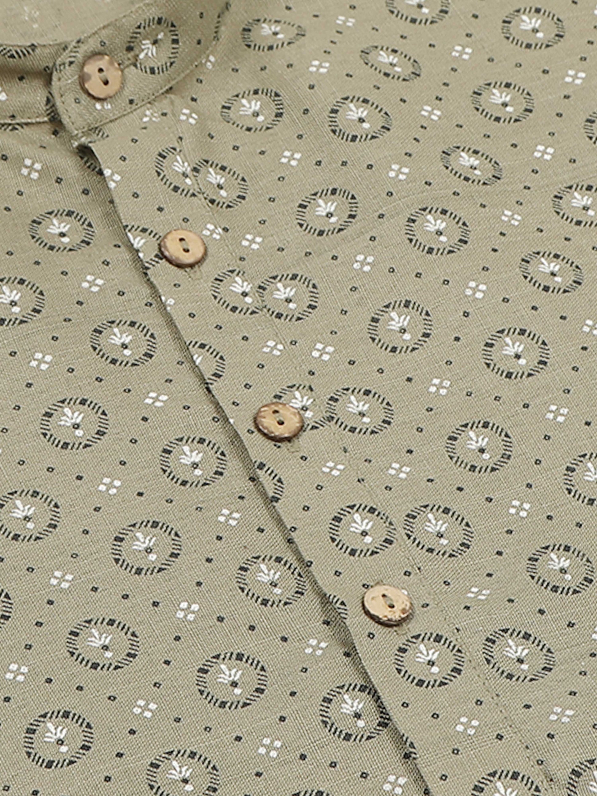 Grey printed half kurta for Men