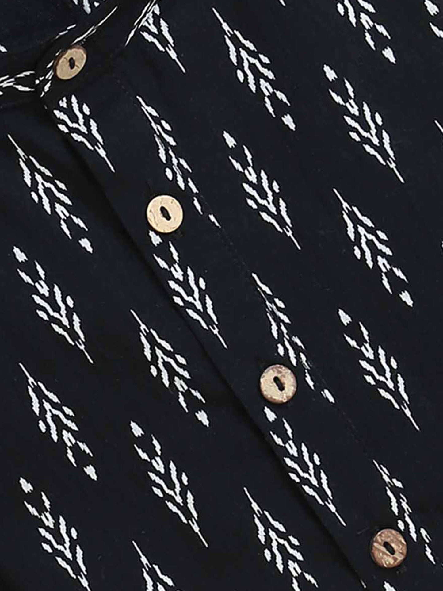 Black Jaipur Printed Short Kurta