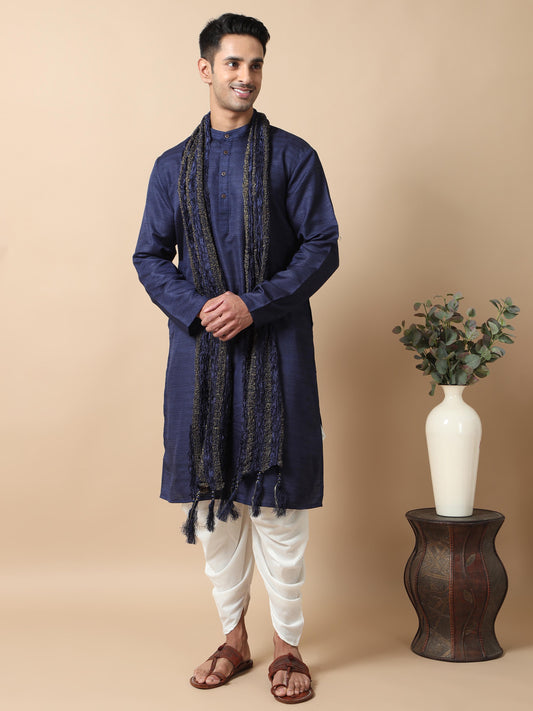 Navy Blue Textured knee length kurta