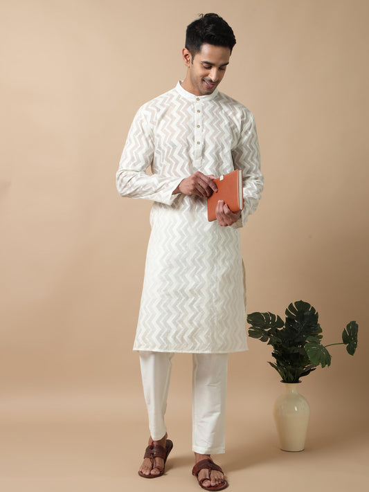 Kora Zig Zag long kurta for mens