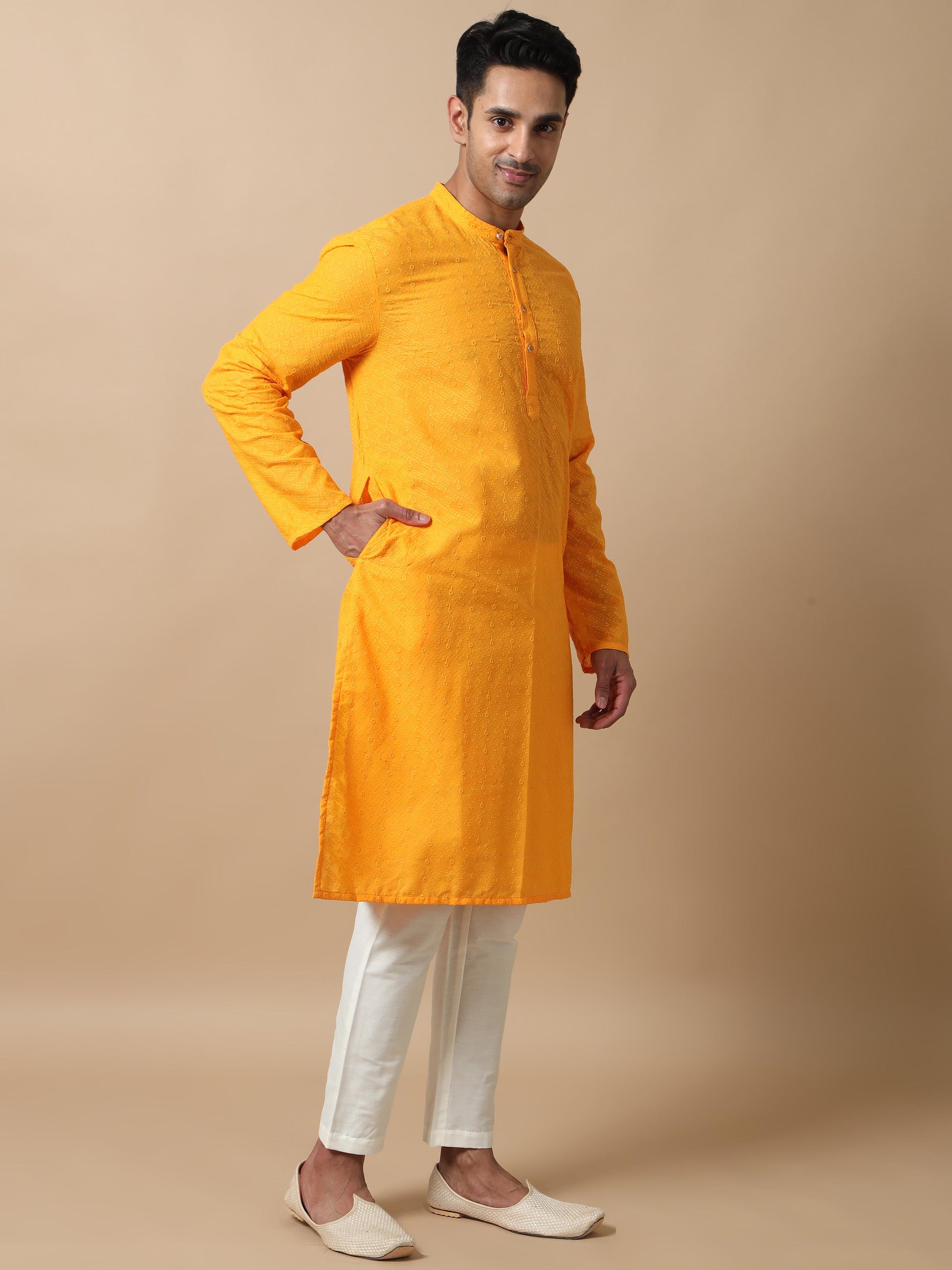Sunshine Yellow chikankari long kurta