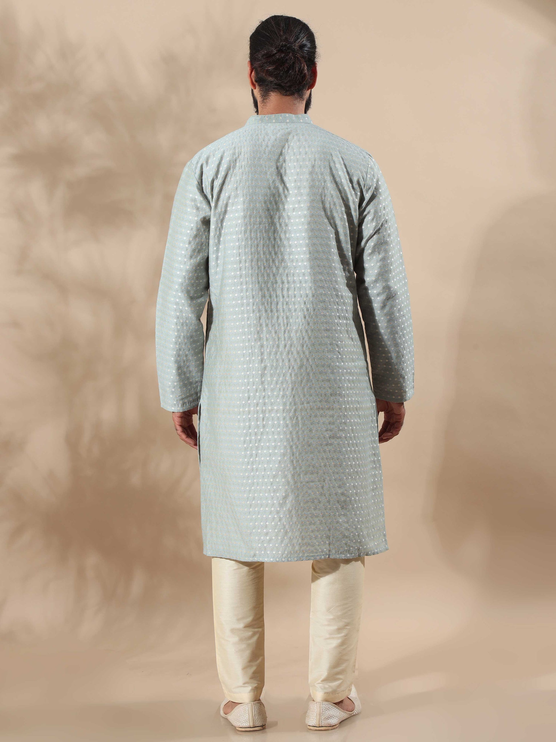 Cement Grey mandarin collar kurta men's