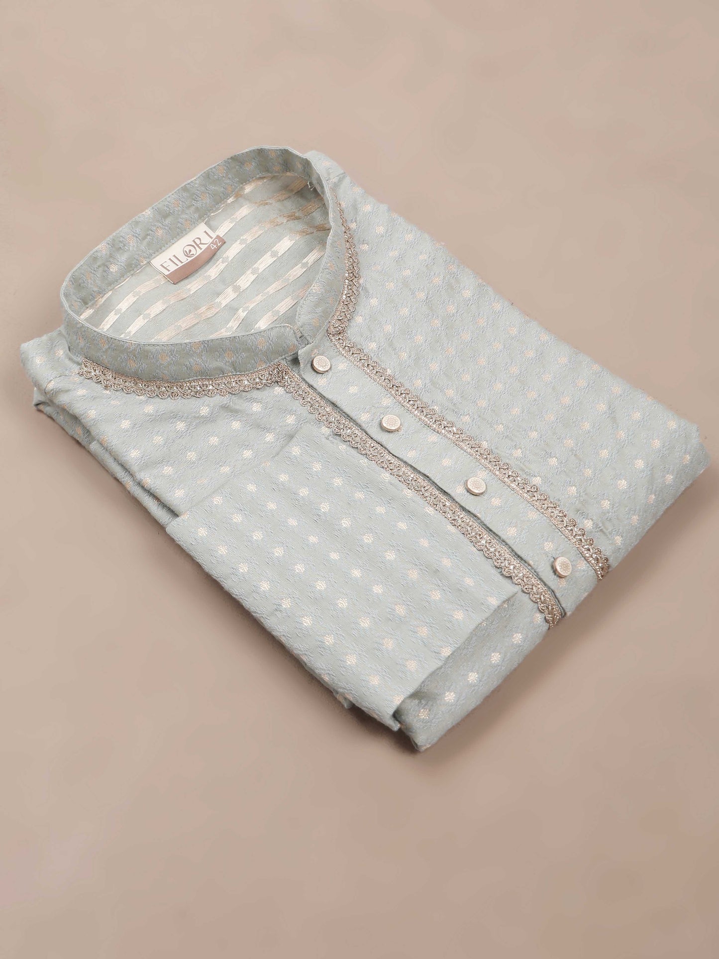 Cement Grey mandarin collar kurta men's