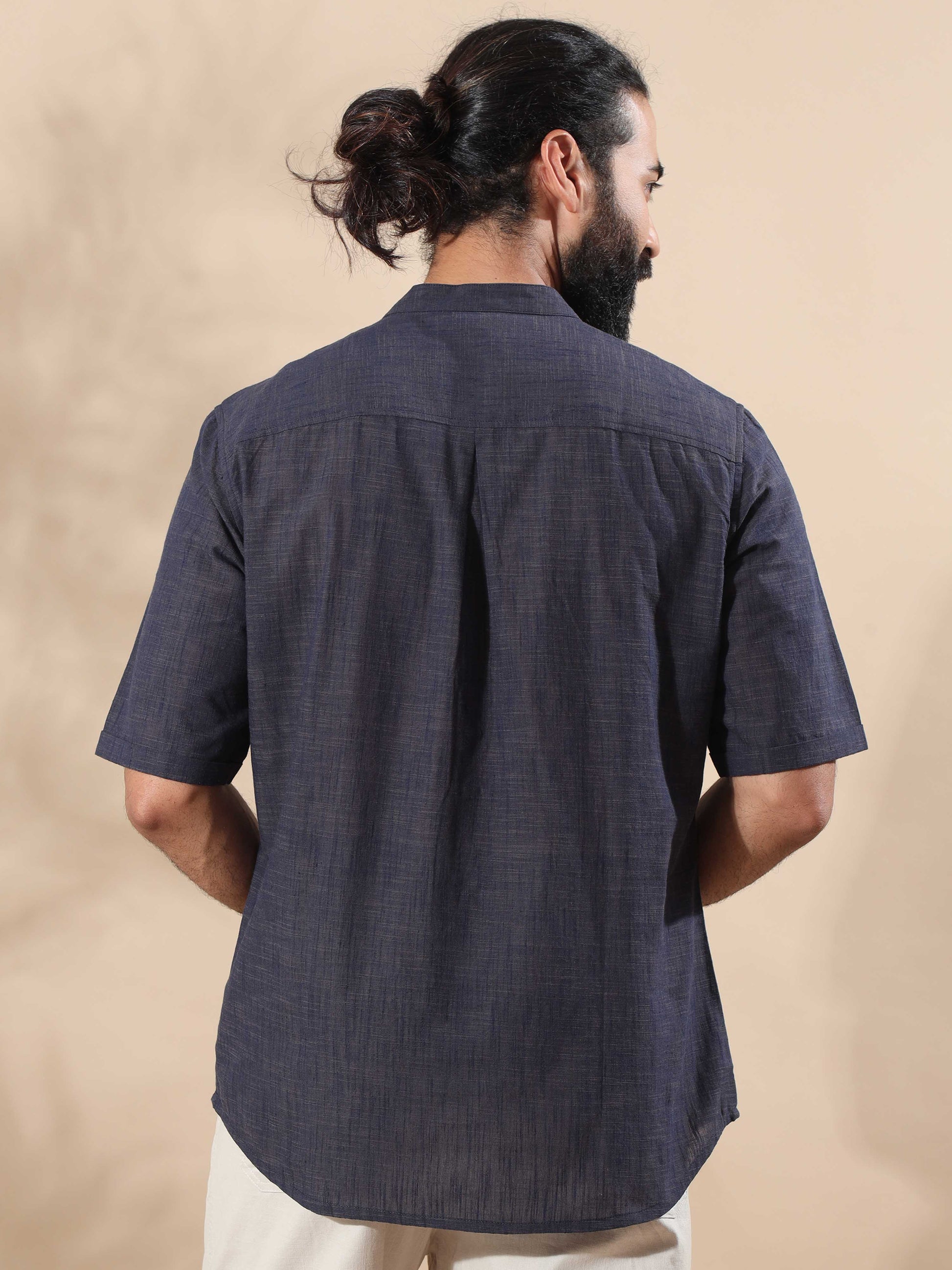 Steel Blue stylish short kurta for men