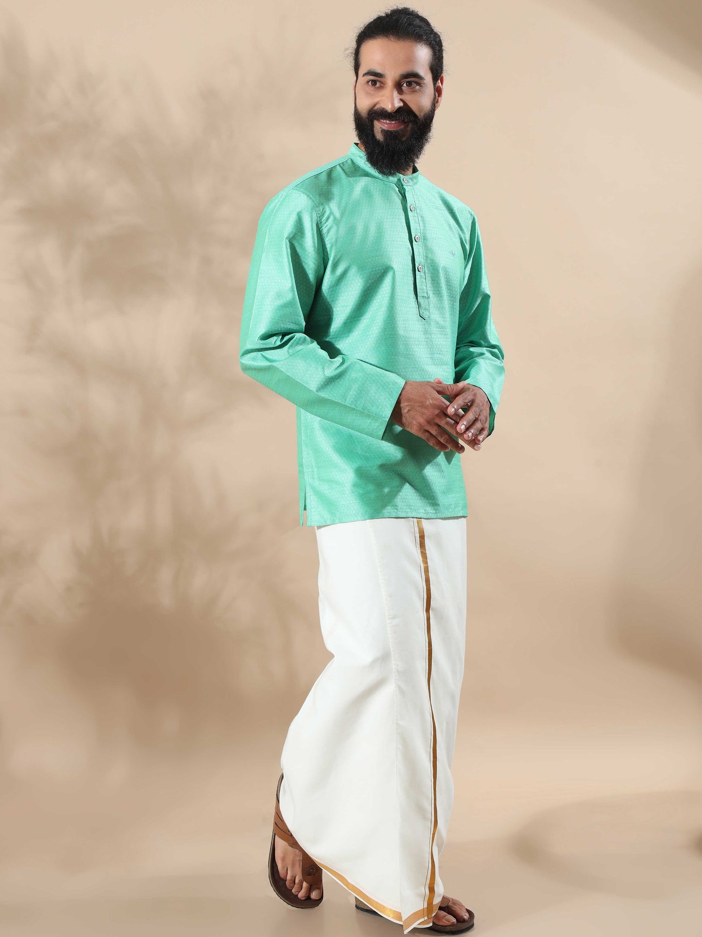 Parrot Green half kurta shirt