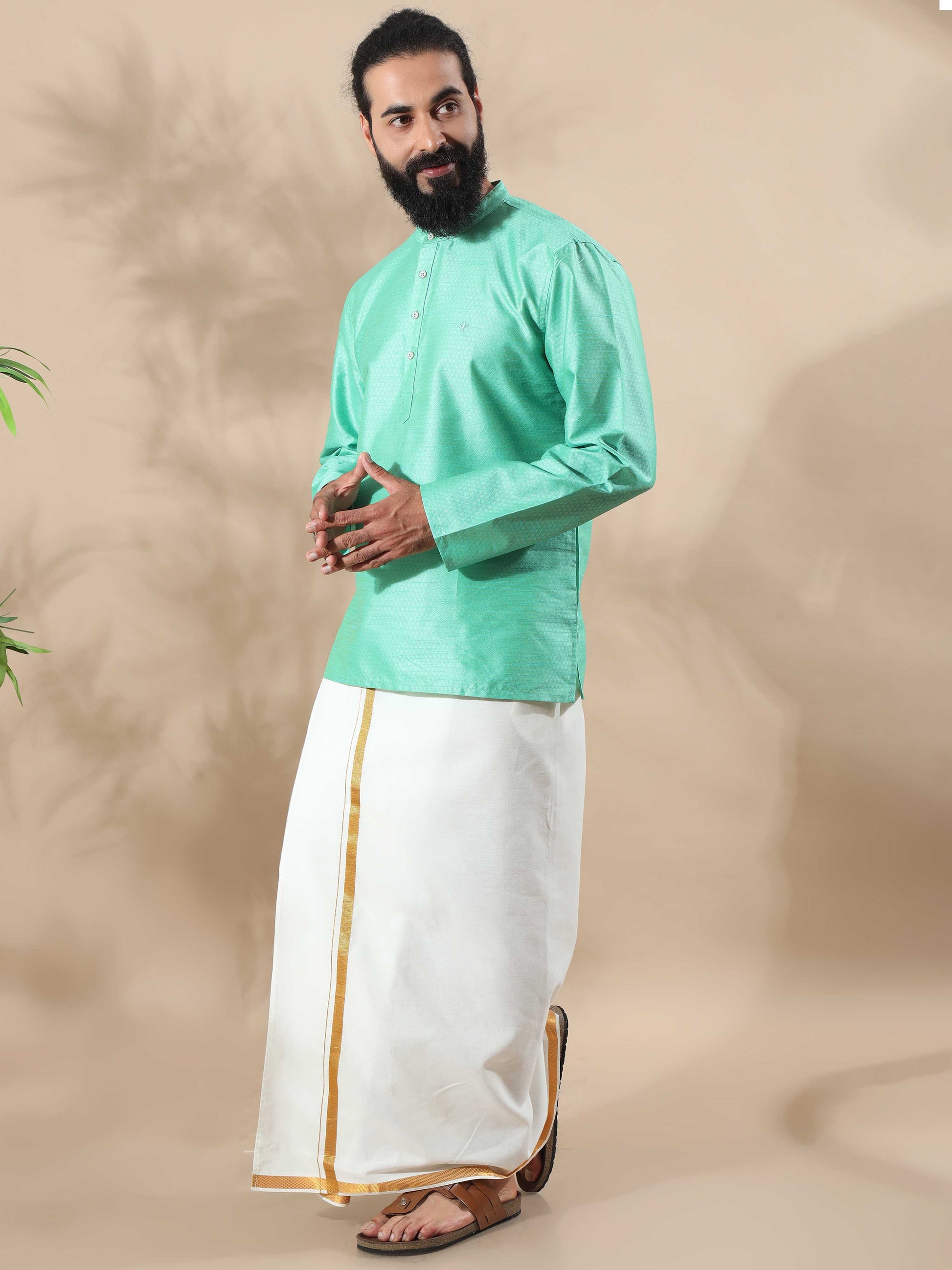Parrot Green half kurta shirt