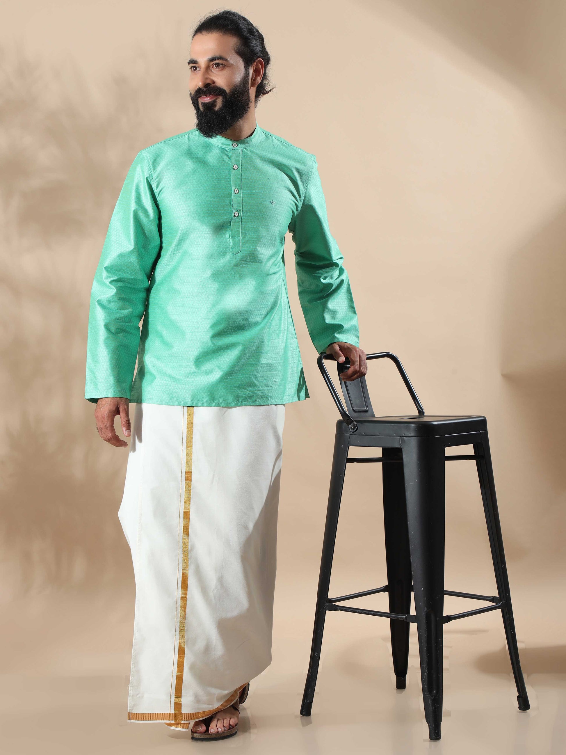 Parrot Green half kurta shirt