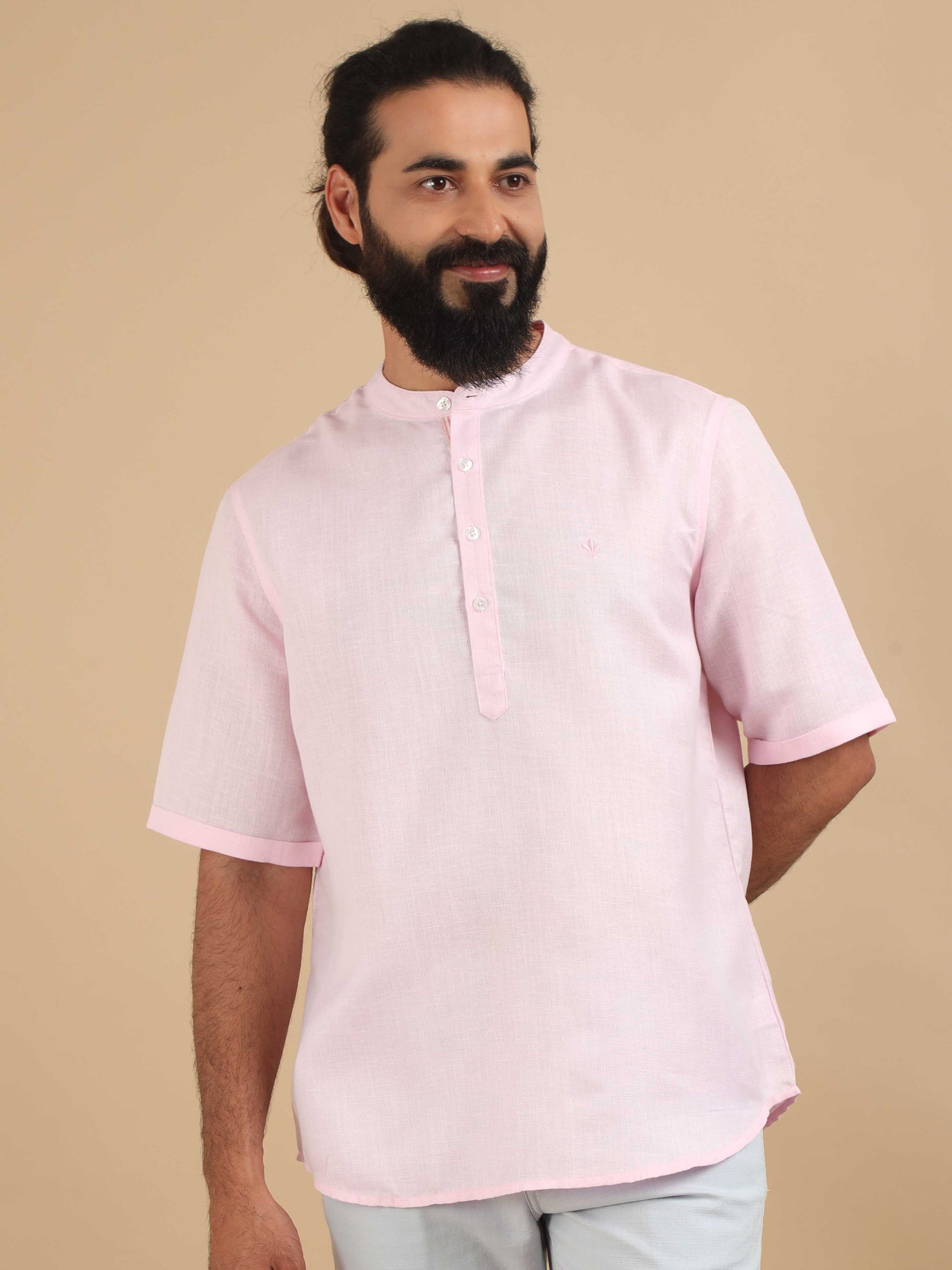 Baby Pink Short kurta For Men