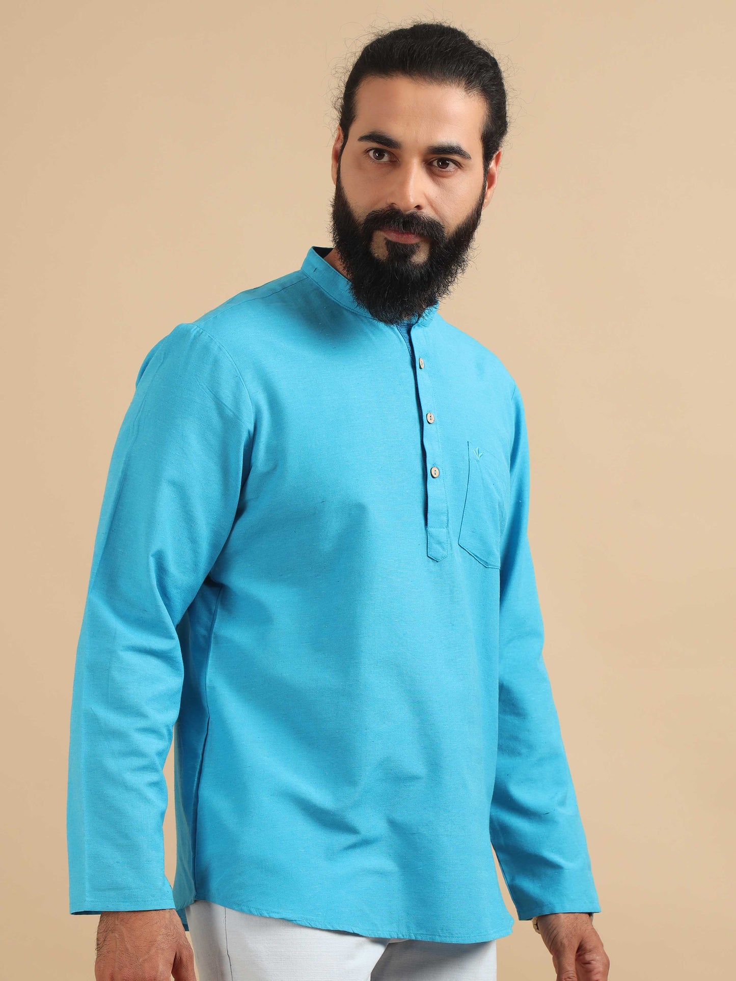 Sky Blue men's short kurta shirt