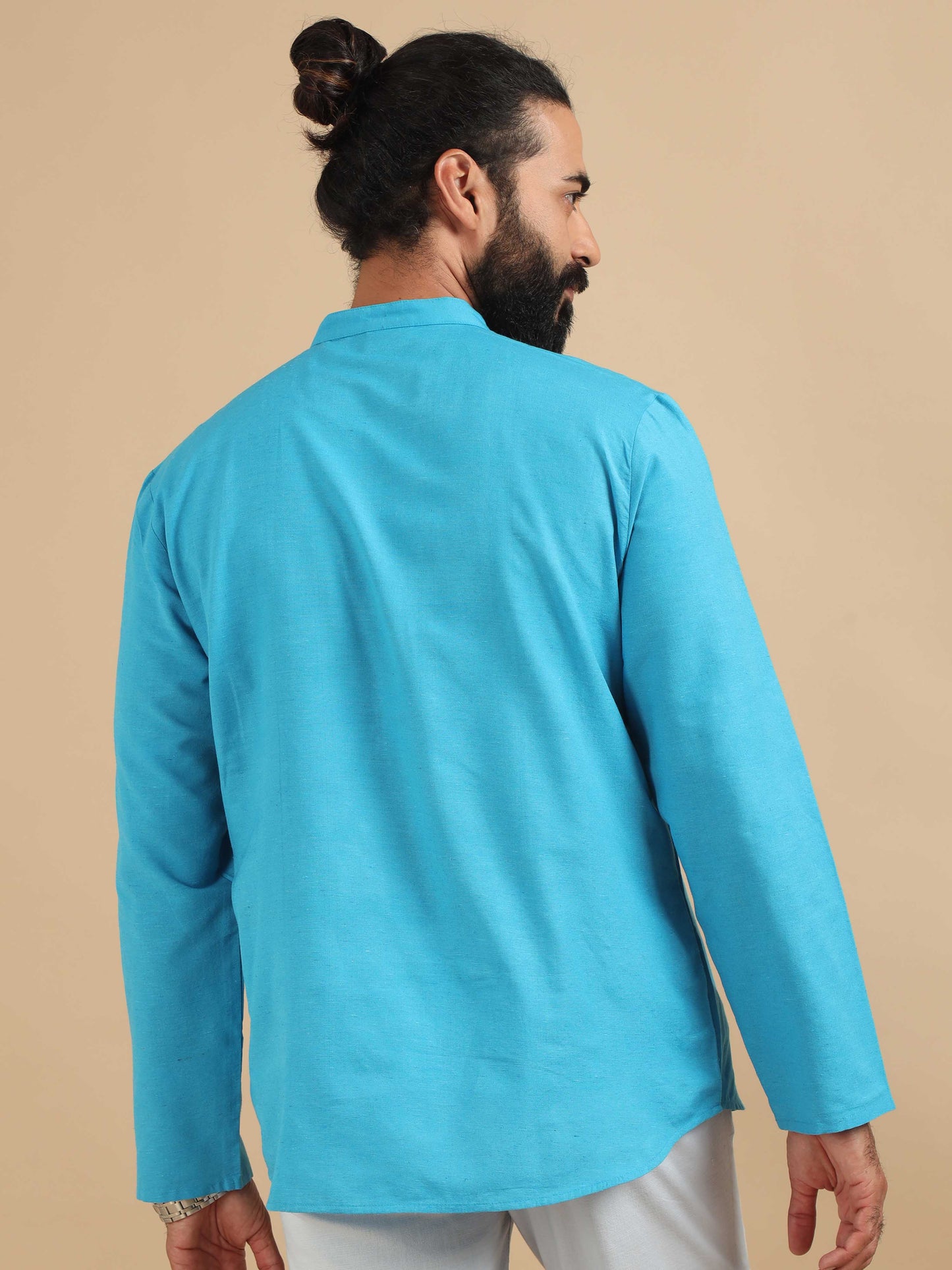 Sky Blue men's short kurta shirt