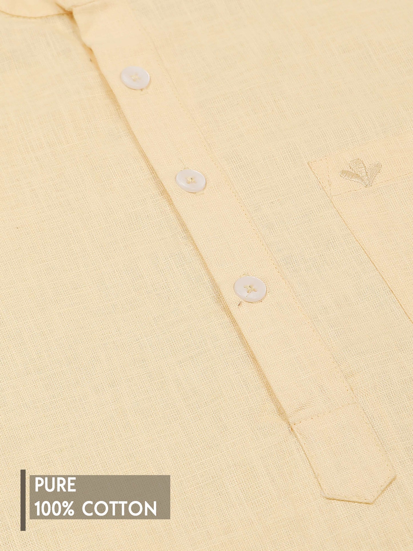Lemon Yellow Cotton Short Kurta