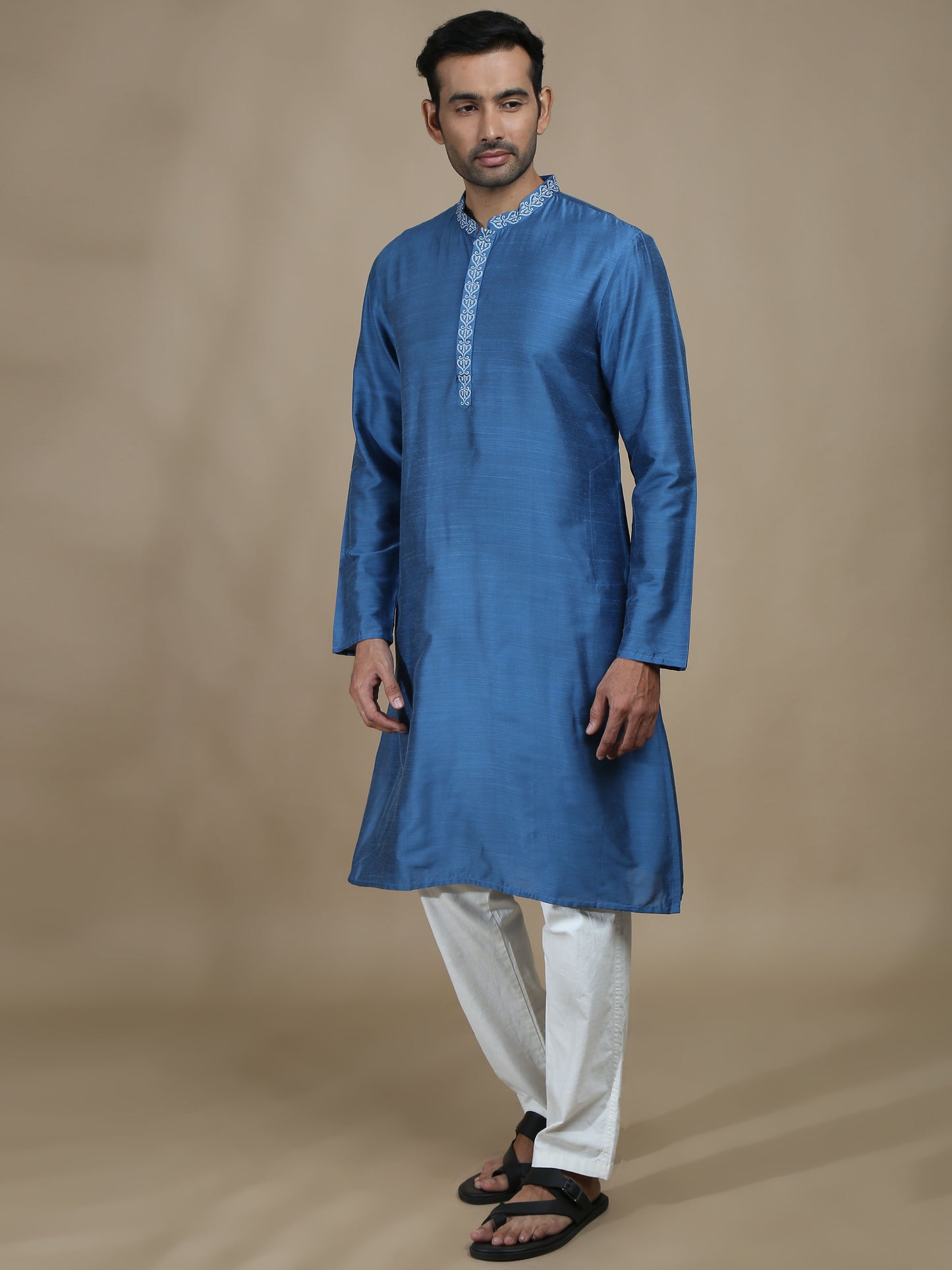Royal Blue Embroidered Long Kurta