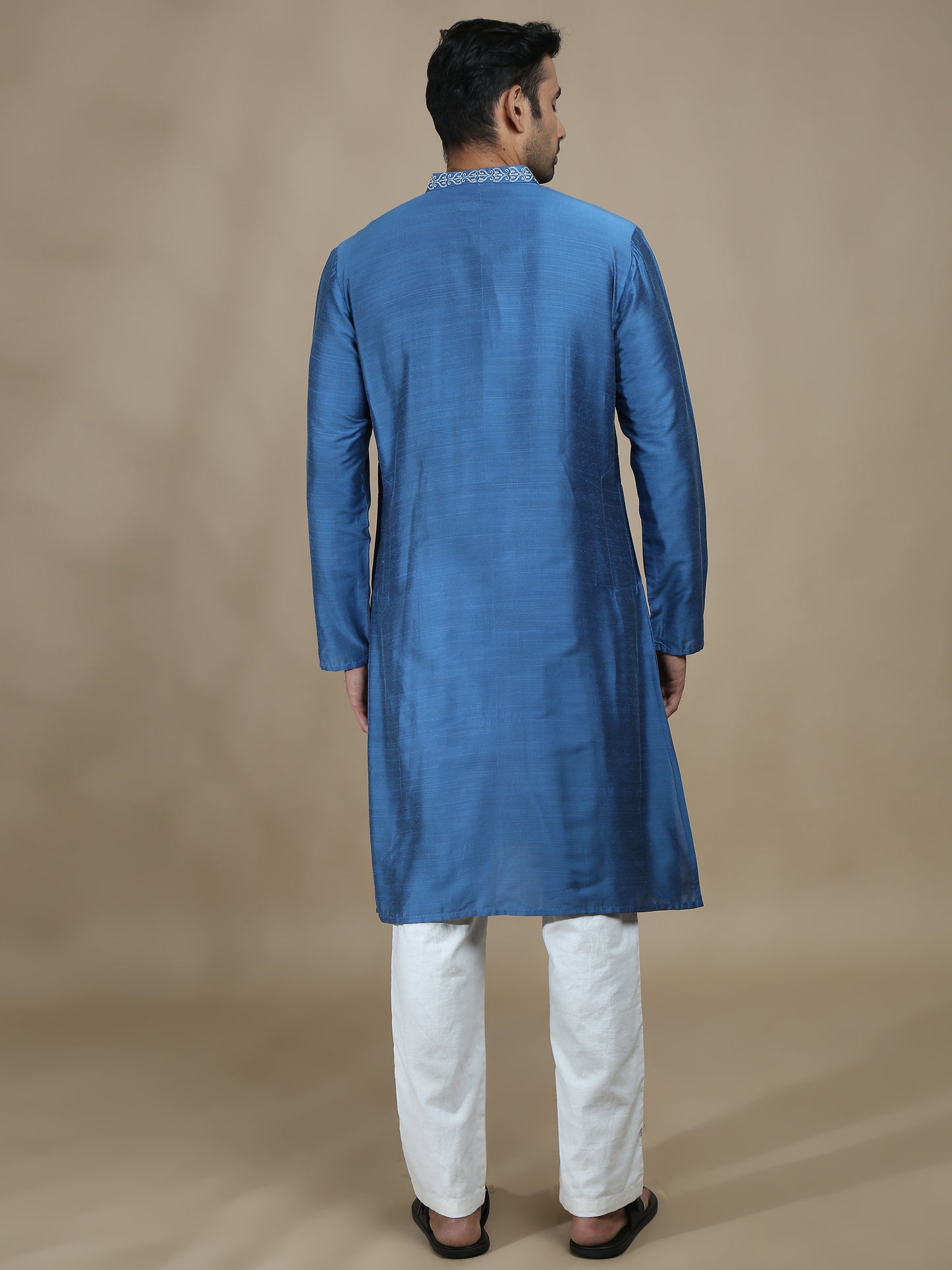 Royal Blue Embroidered Long Kurta