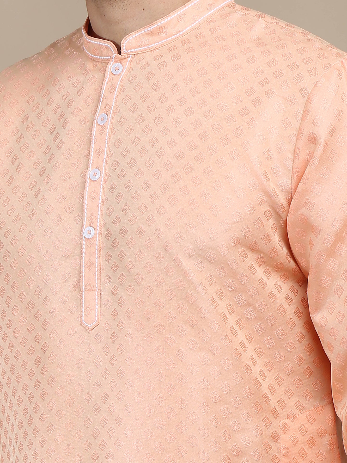 Peach Banarasi Buta Long Kurta