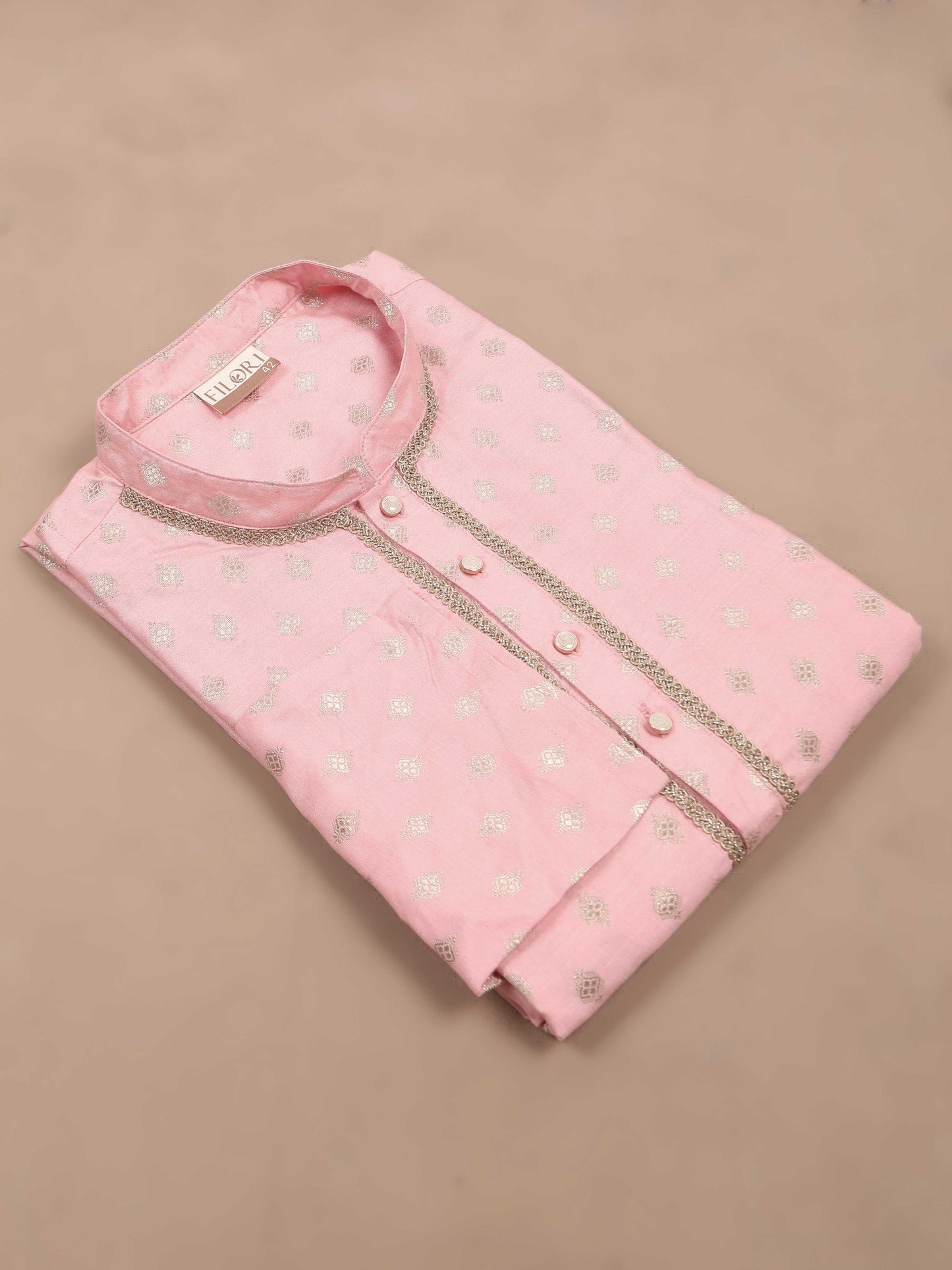 Dusty Rose mandarin collar kurta for men