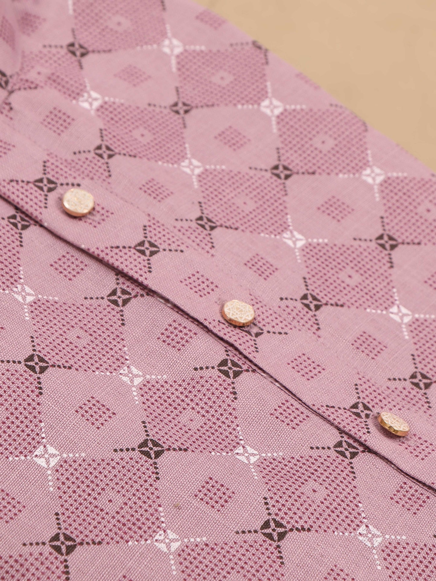 Fabric Lavender Printed Long Kurta for Men