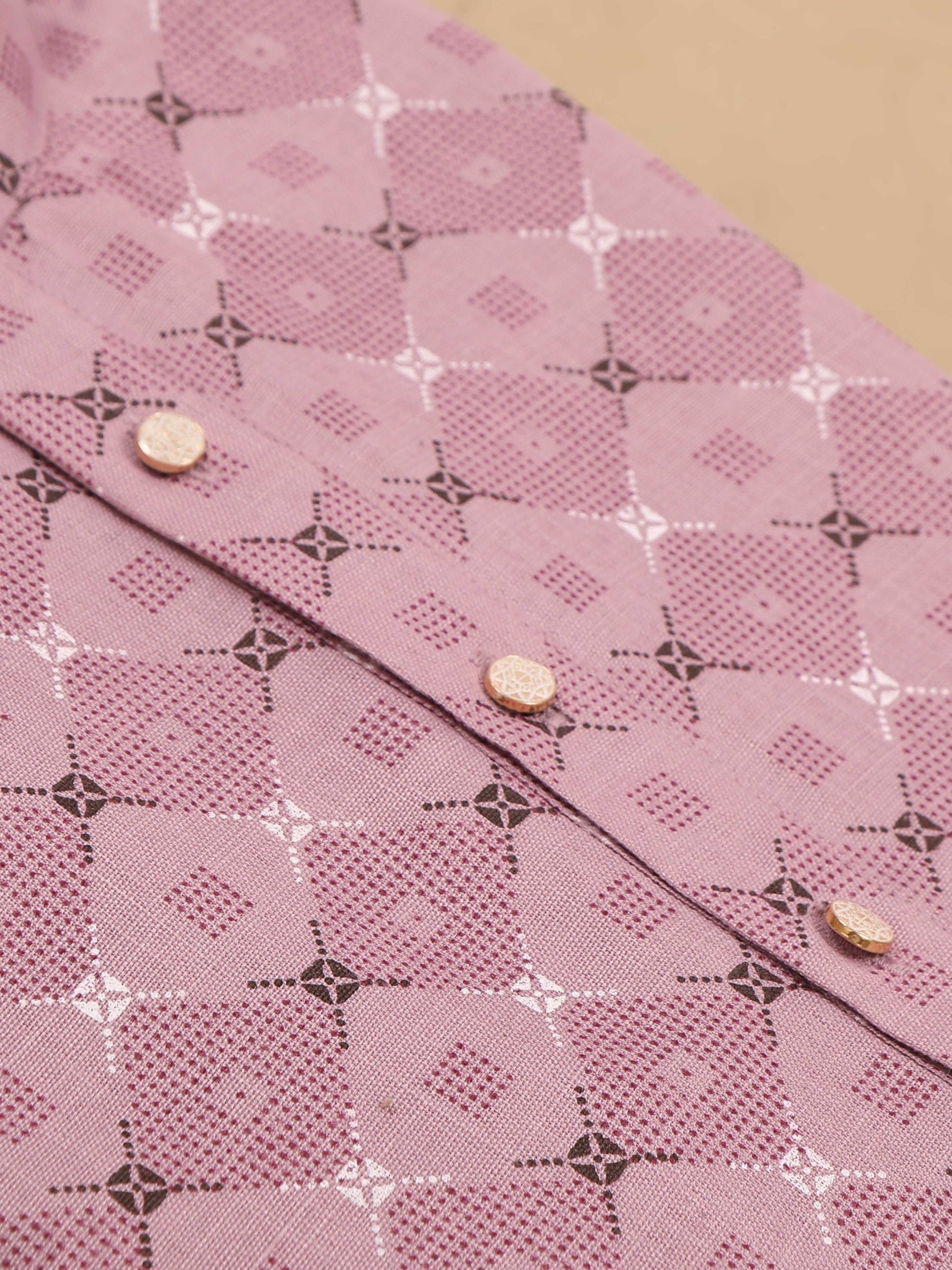 Fabric Lavender Printed Long Kurta for Men