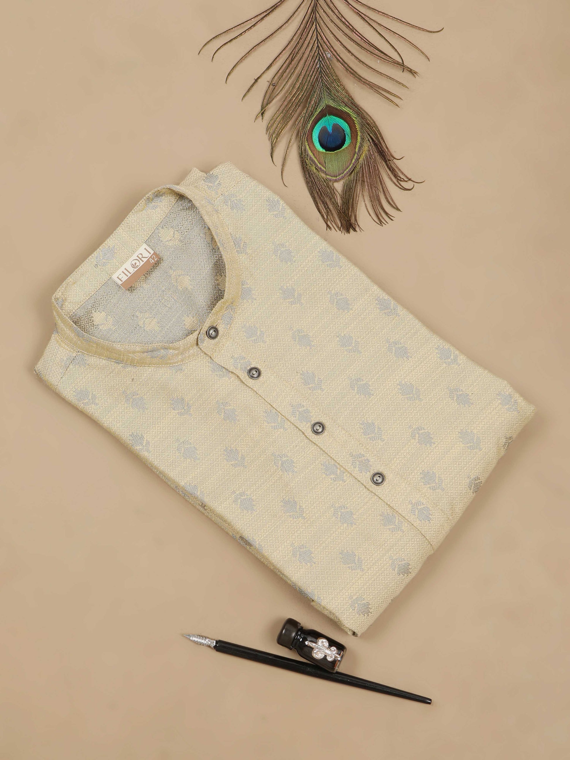 Gold banarasi kurta men
