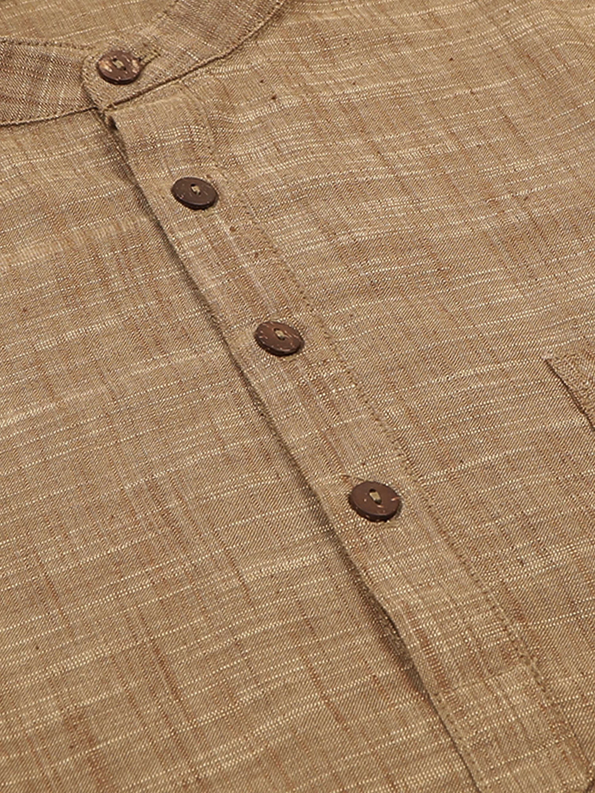 Khadi Grey Cotton short kurta for men