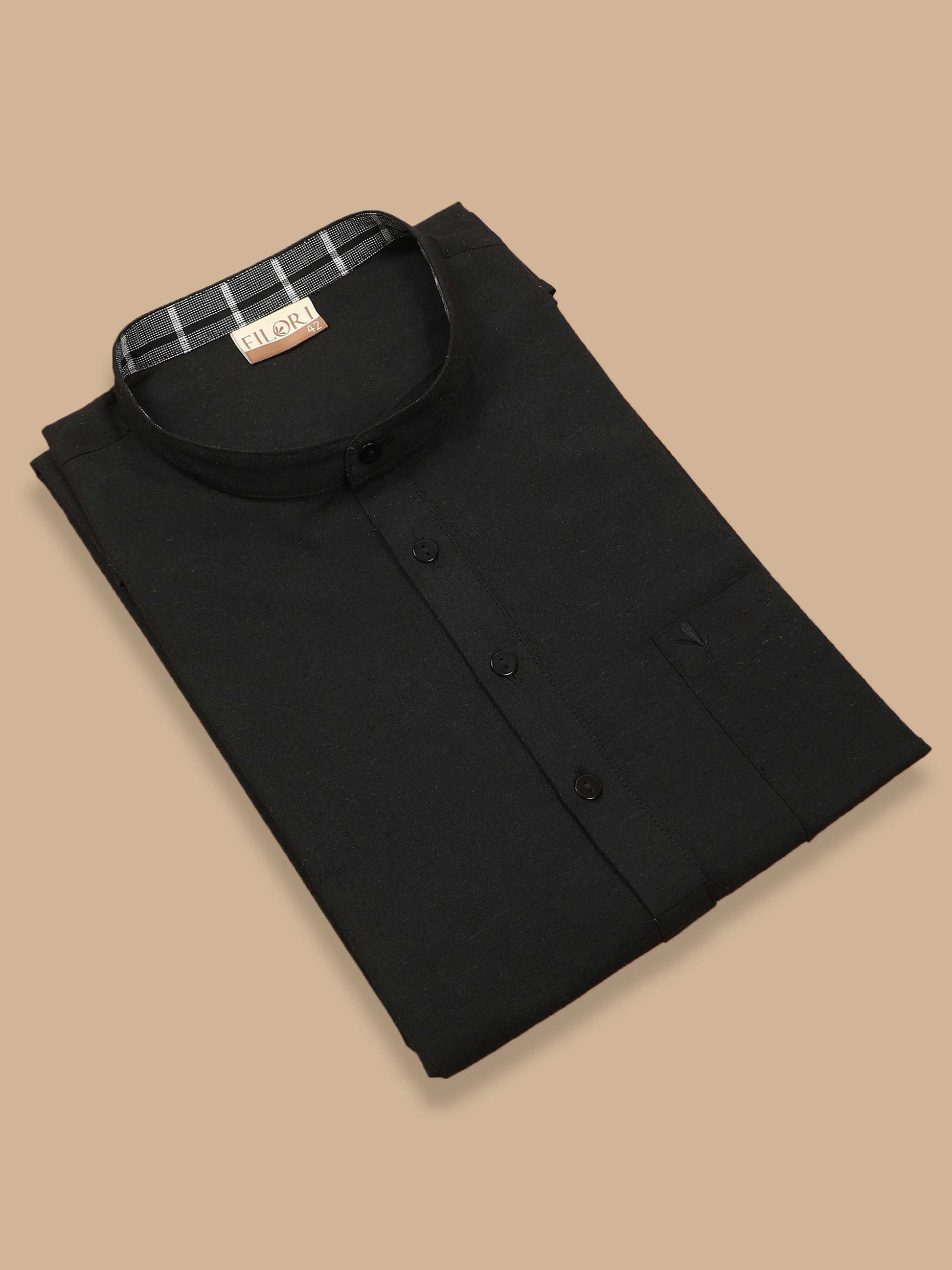 Black short kurta for men