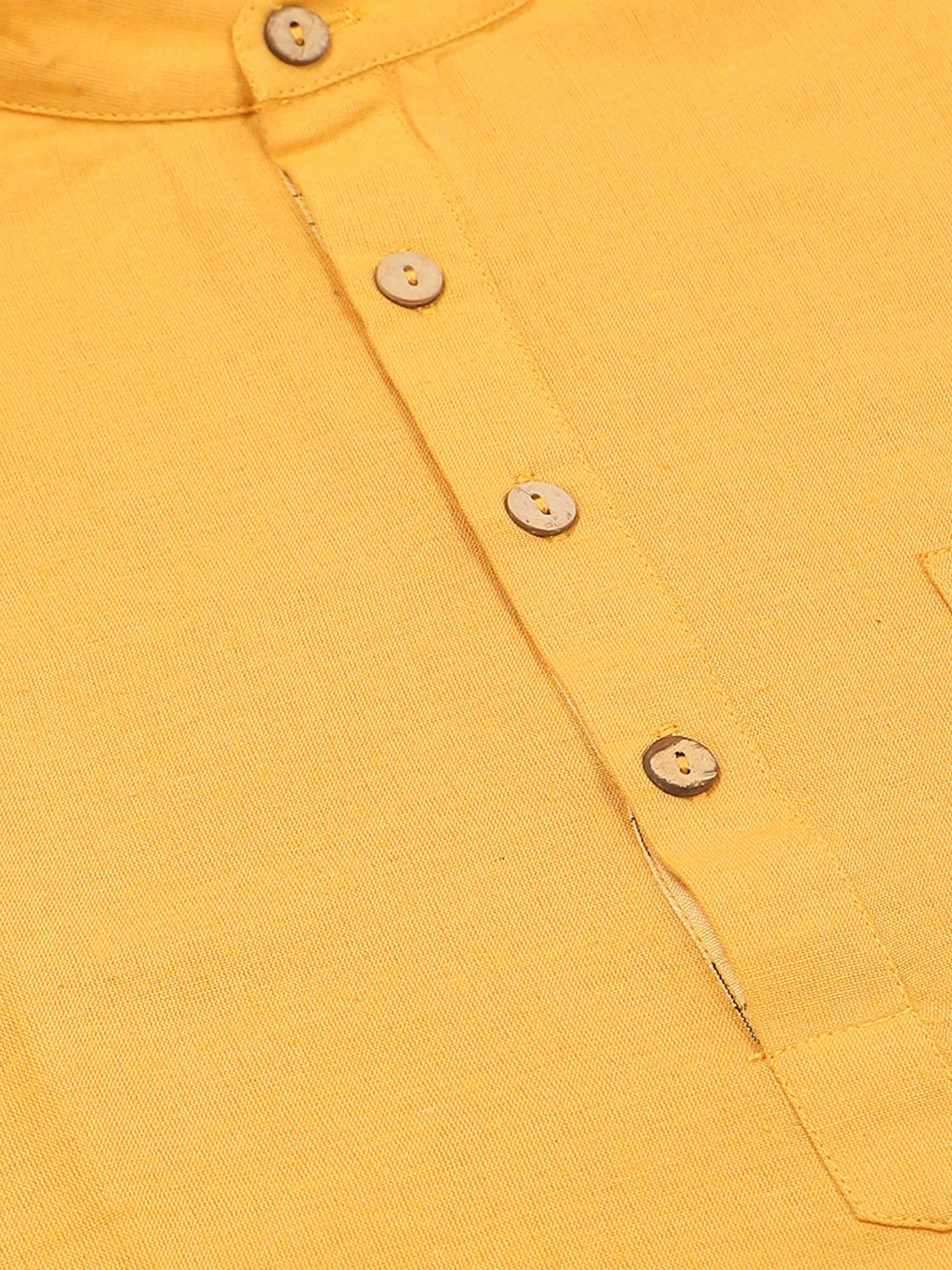 Mustard Yellow short length kurta for mens