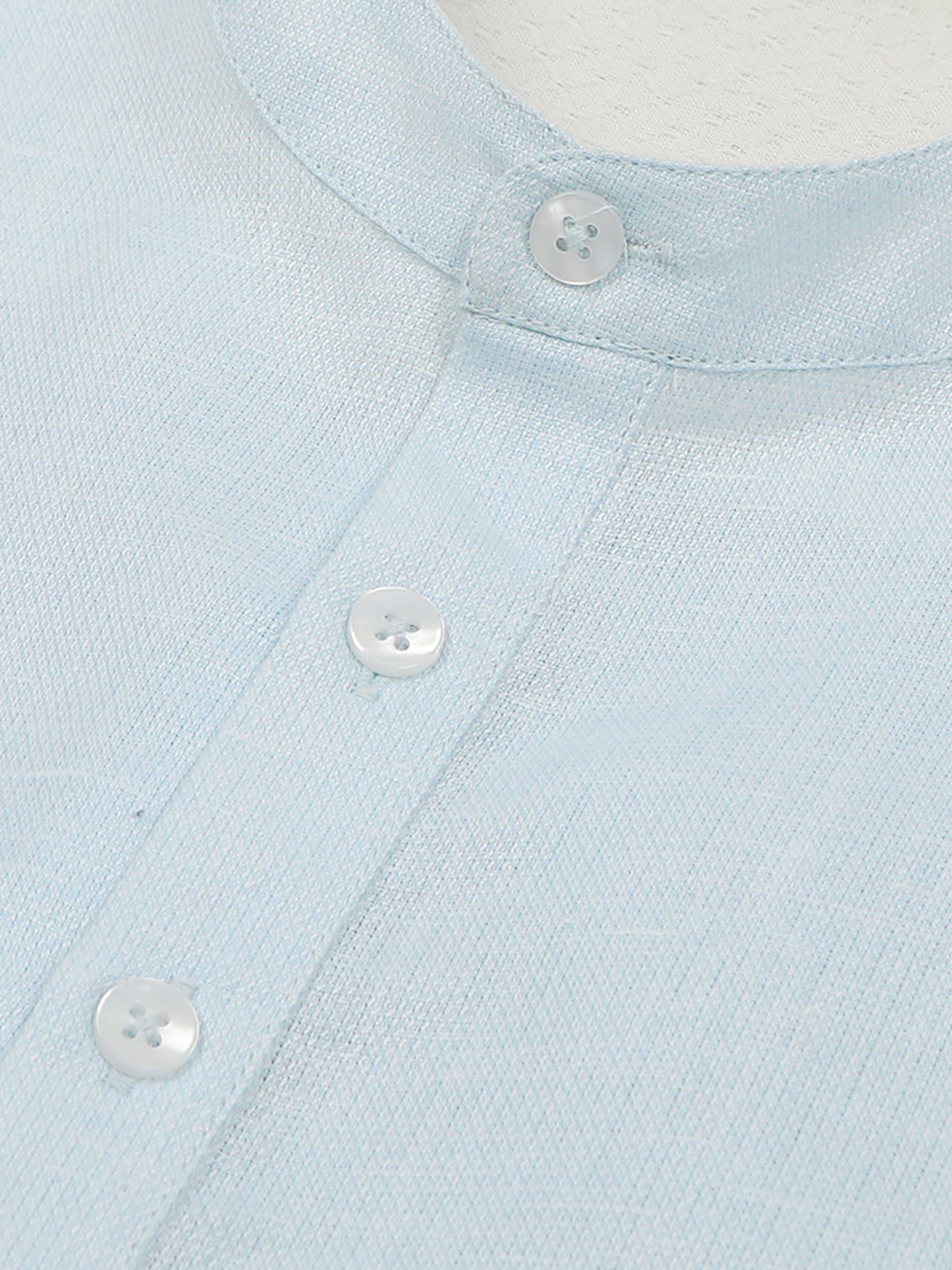 Powder Blue Printed Short Kurta for Men