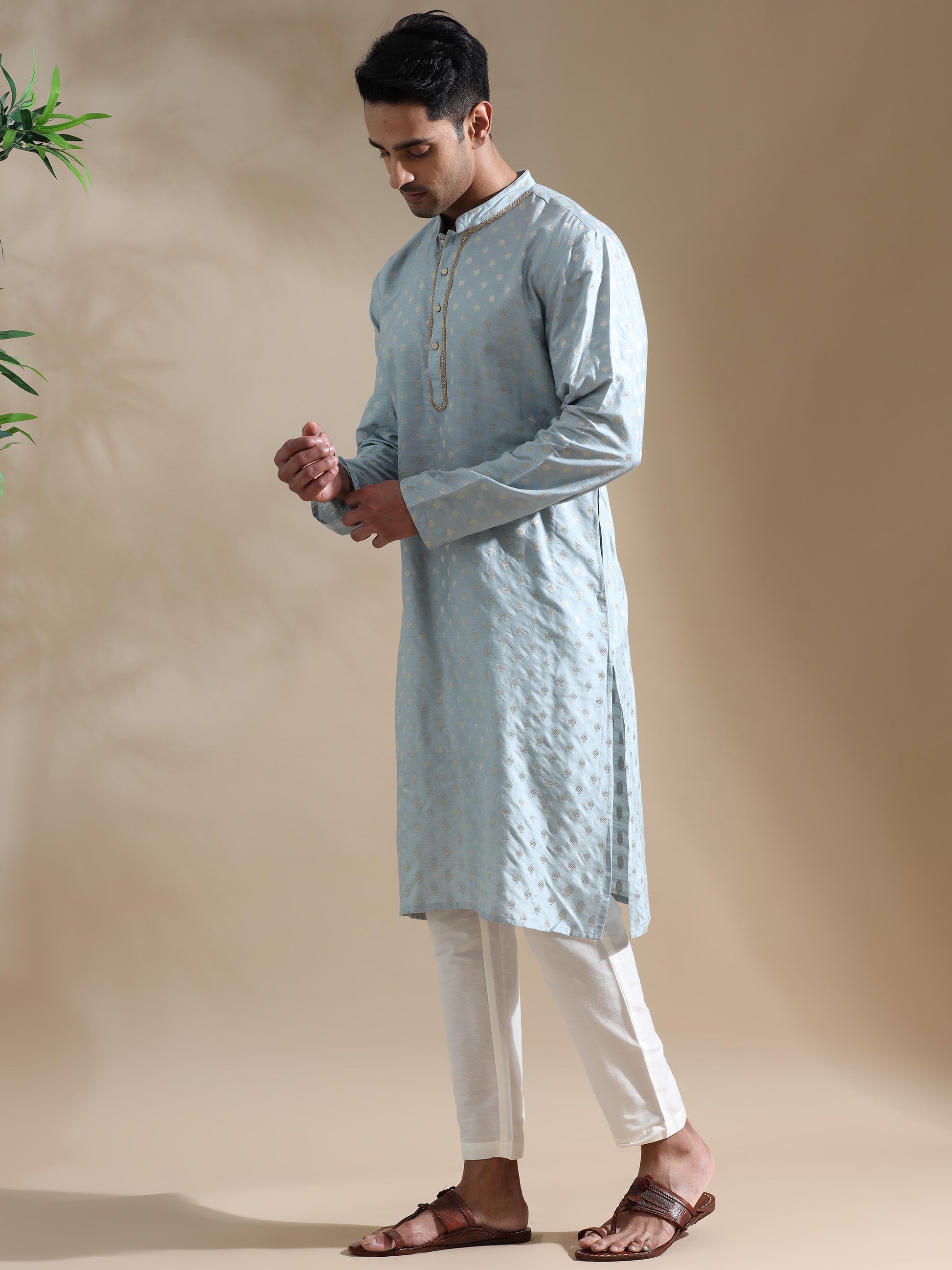 Powder Blue stylish long kurta for men