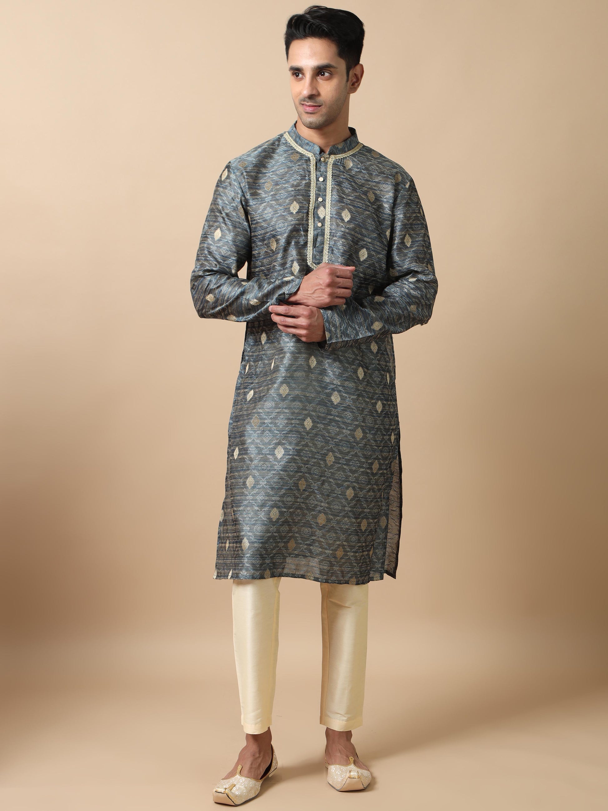 Moon Grey banarasi kurta for man