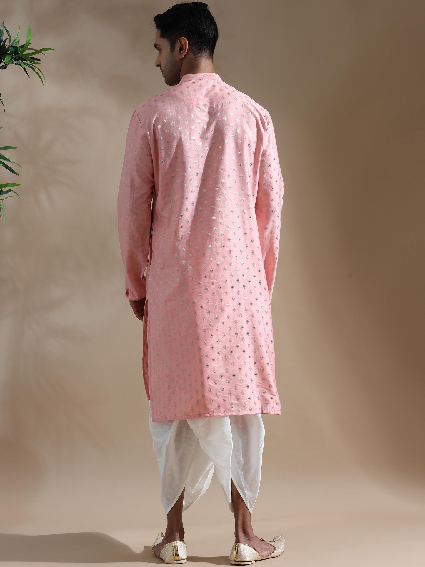 Dusty Rose mandarin collar kurta for men