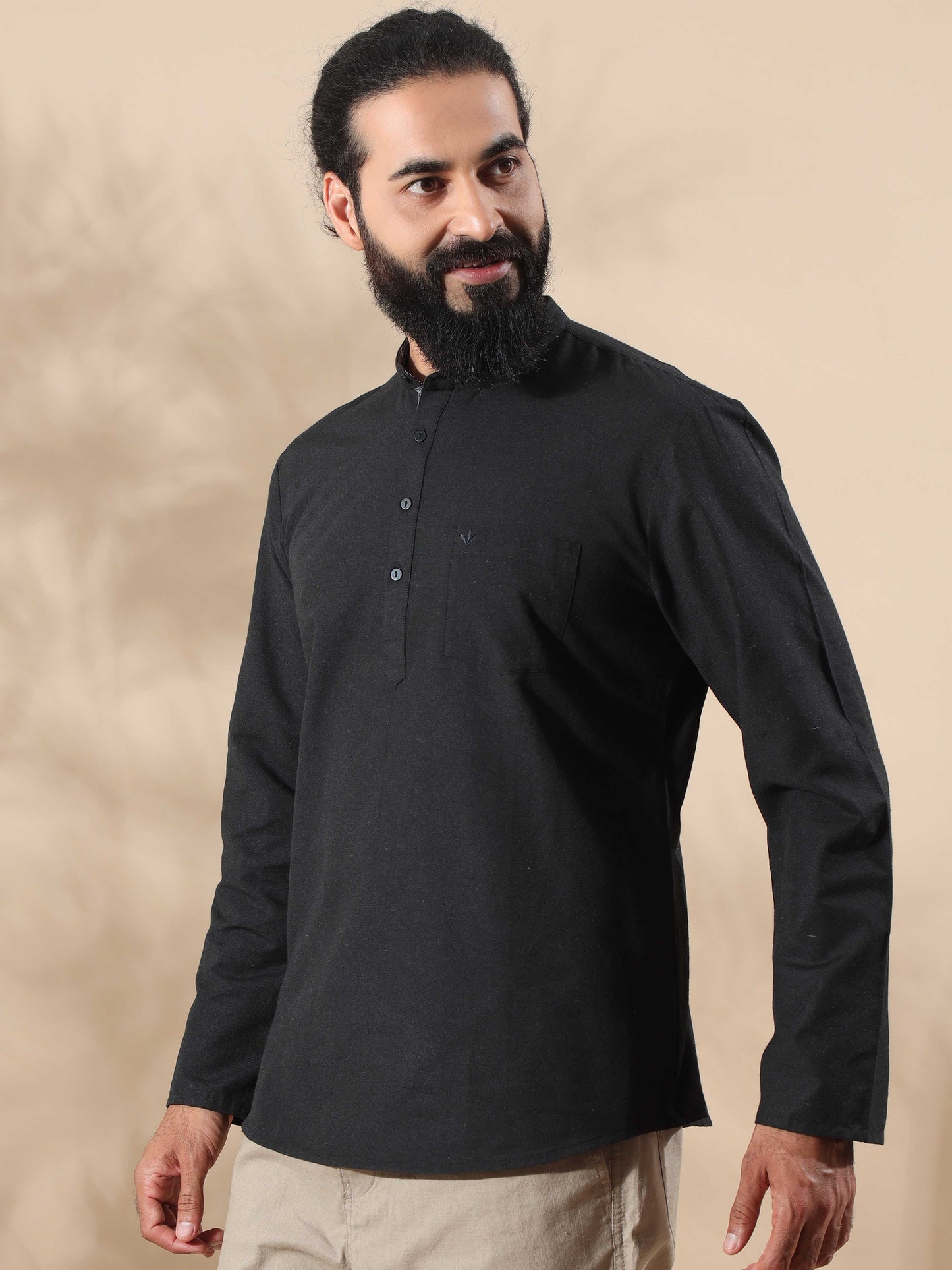 Black short kurta for men