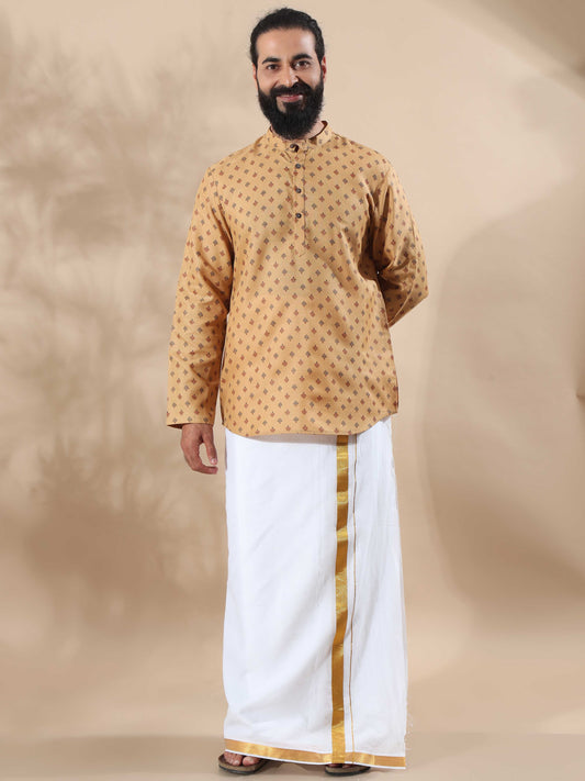 Beige stylish short kurta for men