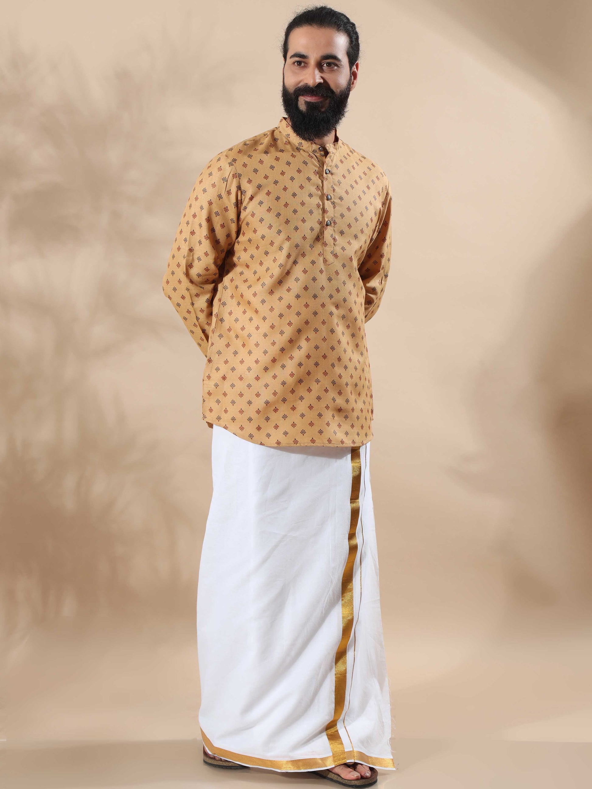 Beige stylish short kurta for men