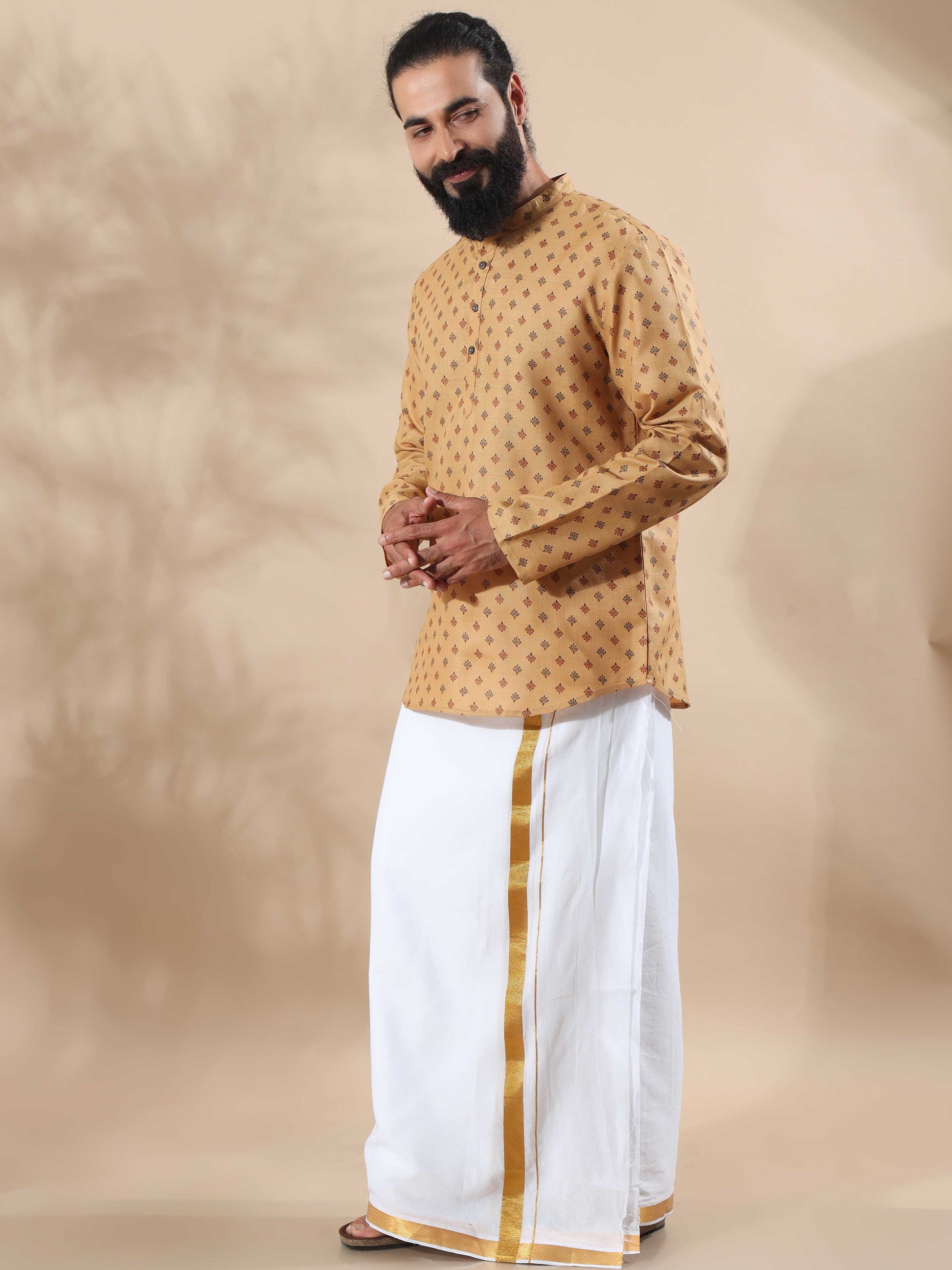 Beige stylish short kurta for men