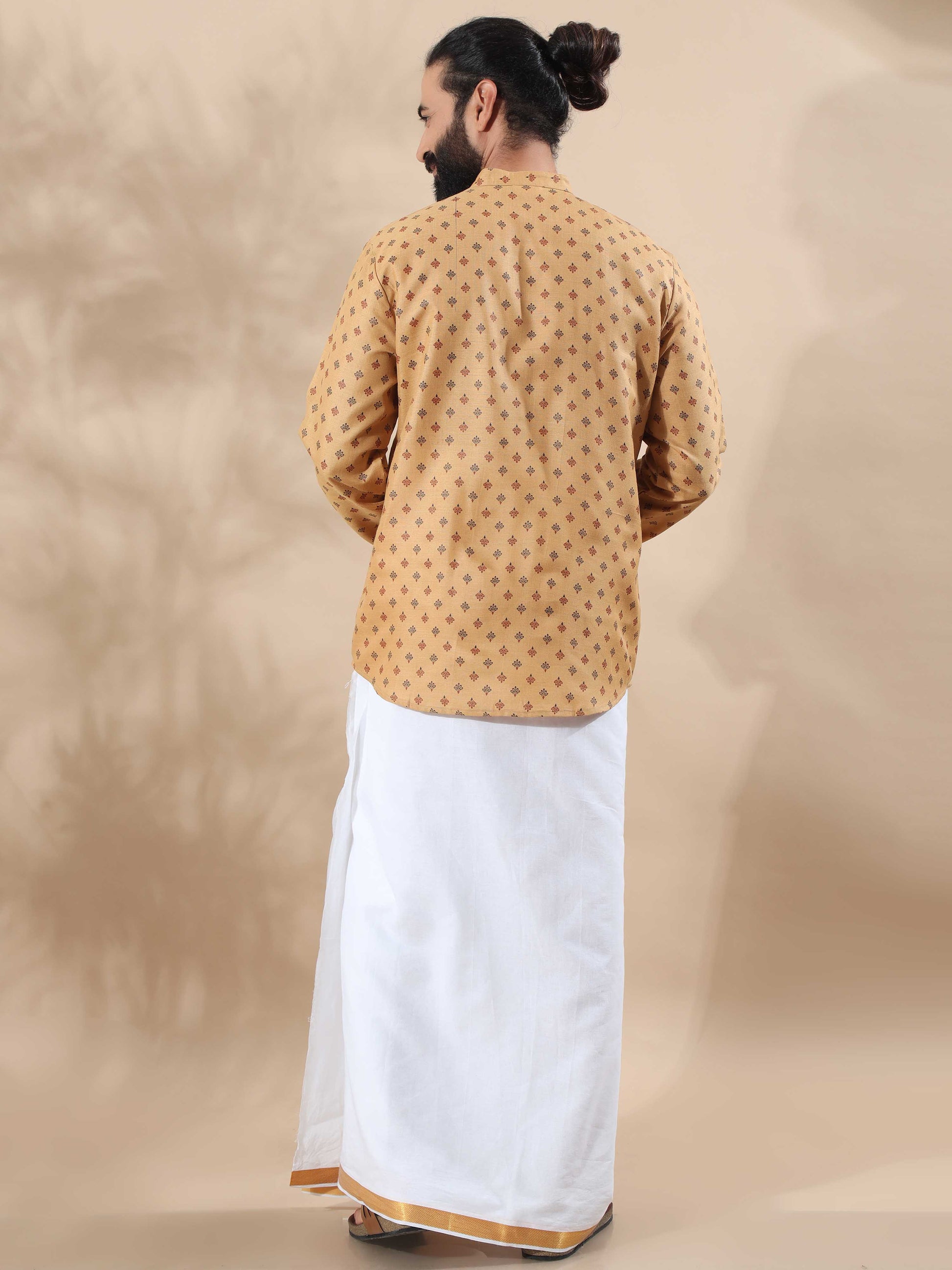 Beige stylish short kurta for men