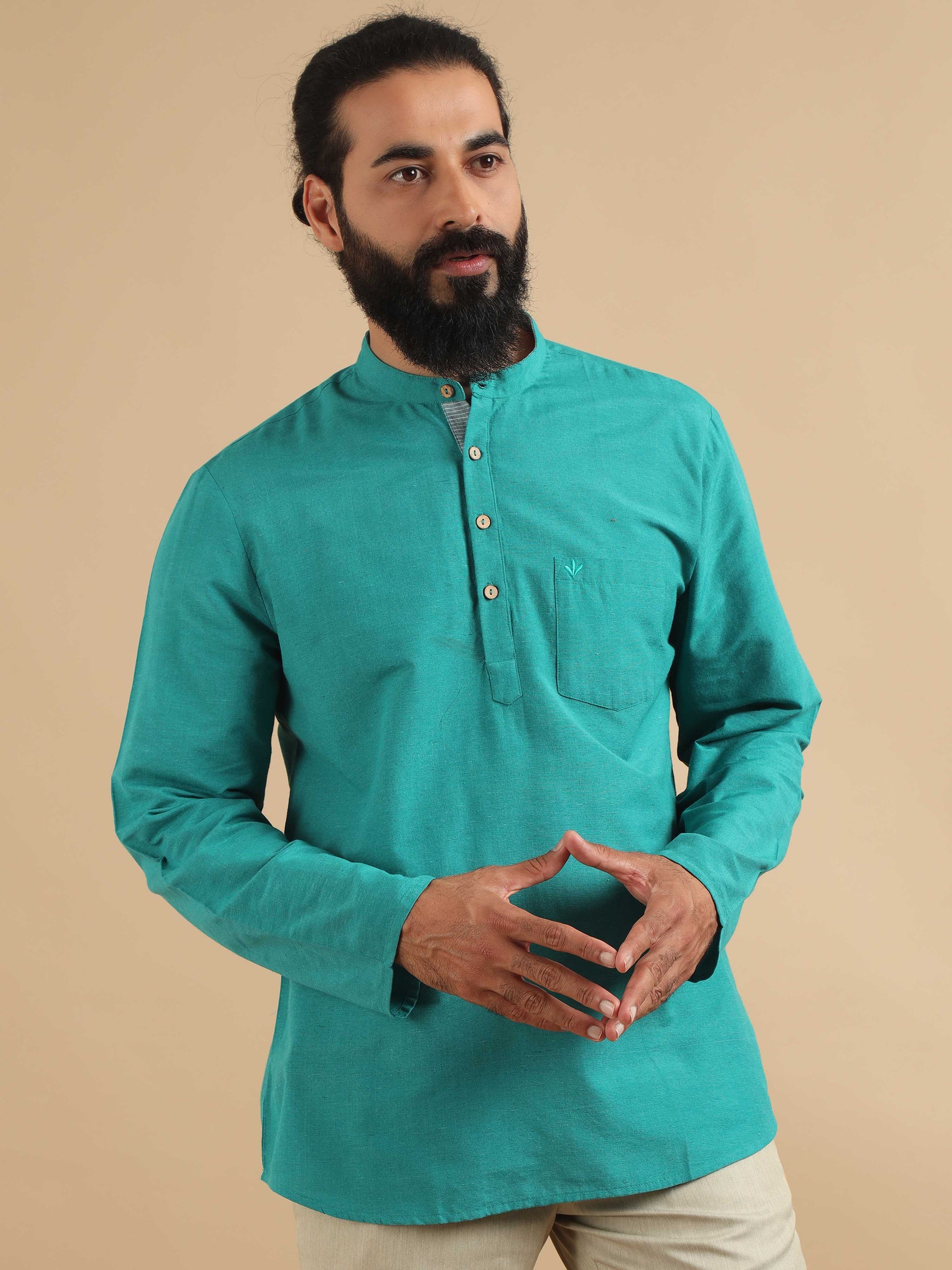  Blue Short Kurta Full Sleeve