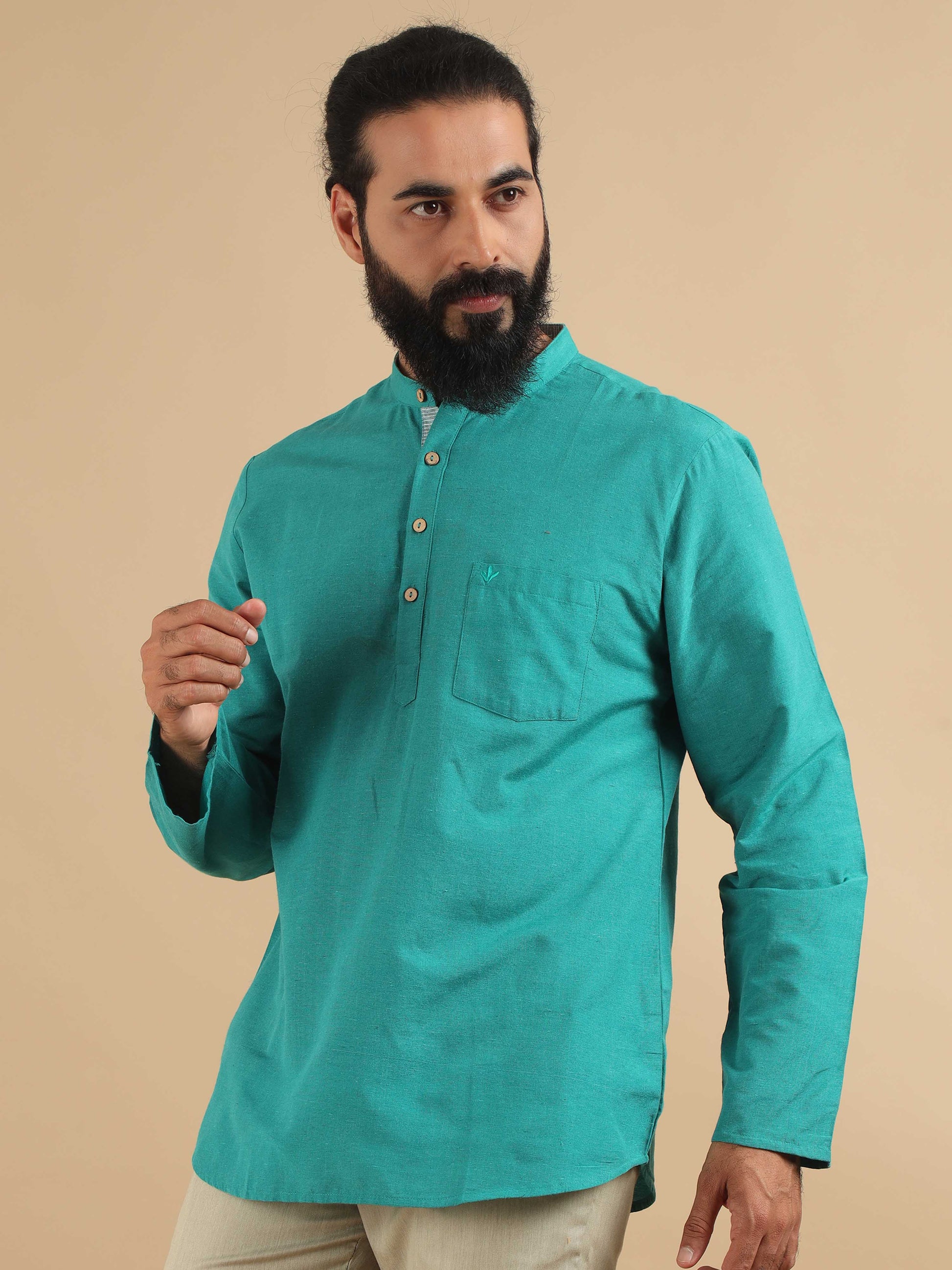  Blue Short Kurta Full Sleeve