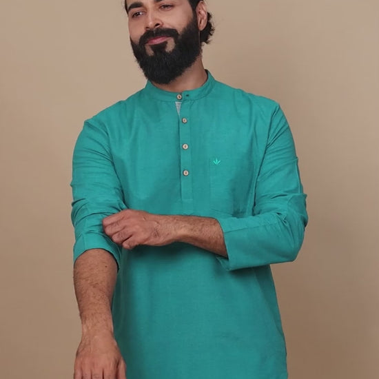  Blue Short Kurta Full Sleeve