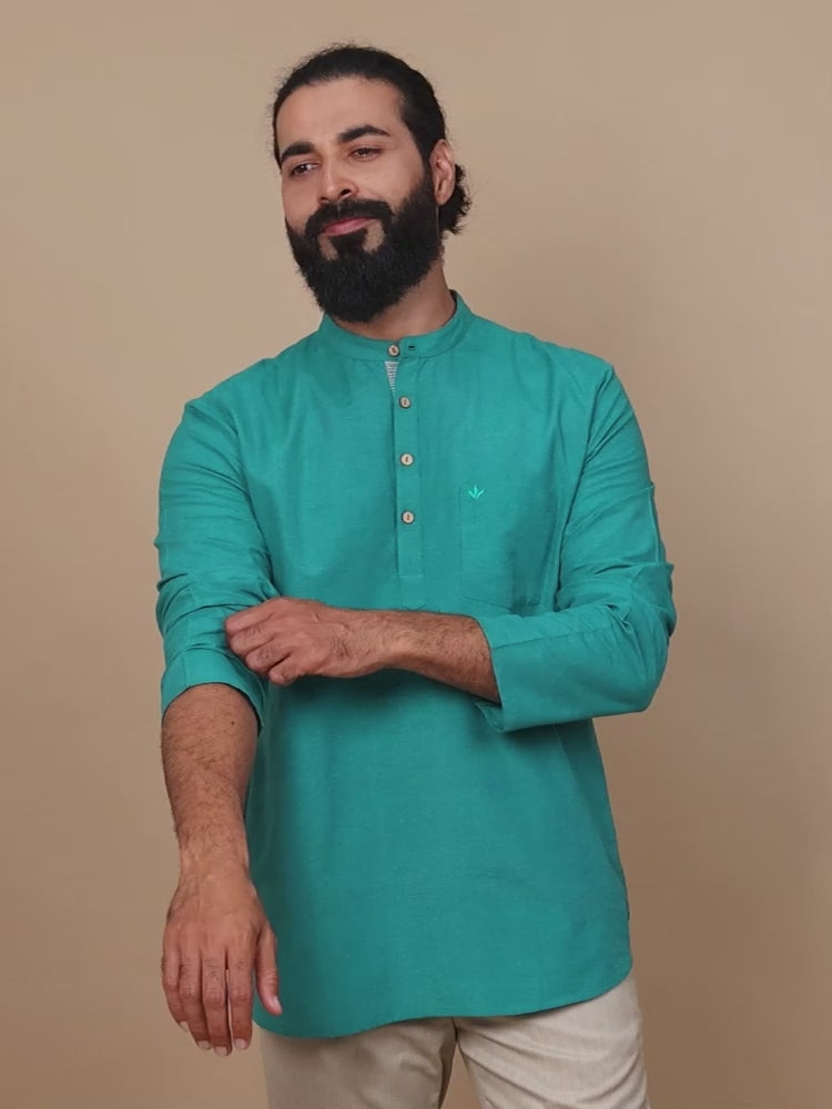  Blue Short Kurta Full Sleeve