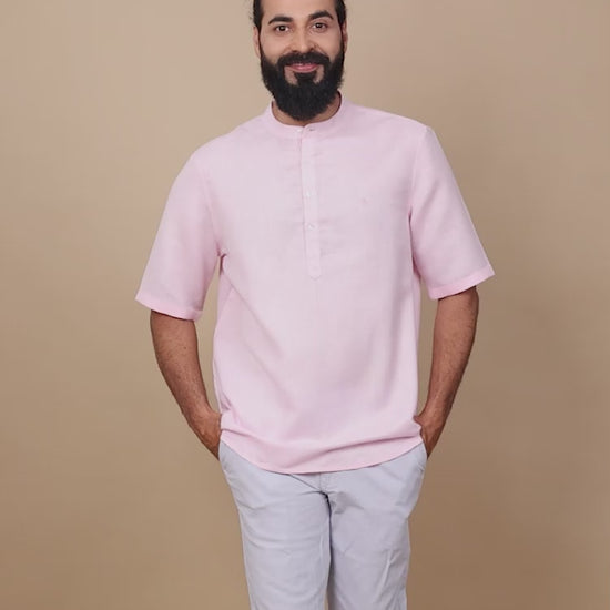 Baby Pink Short kurta For Men