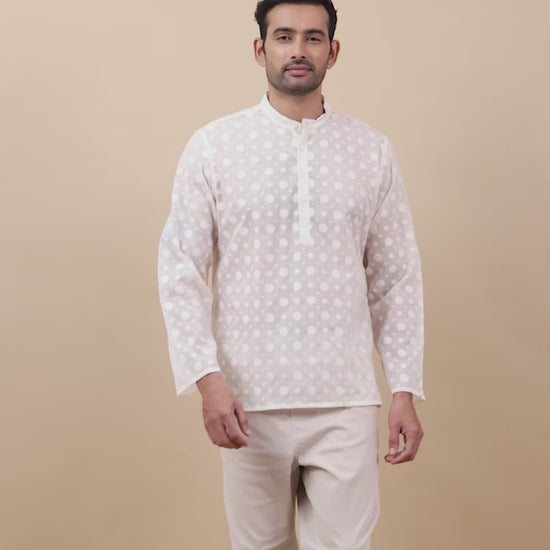 White Short Kurta for Men