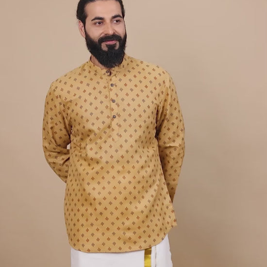 Beige stylish short kurta for men